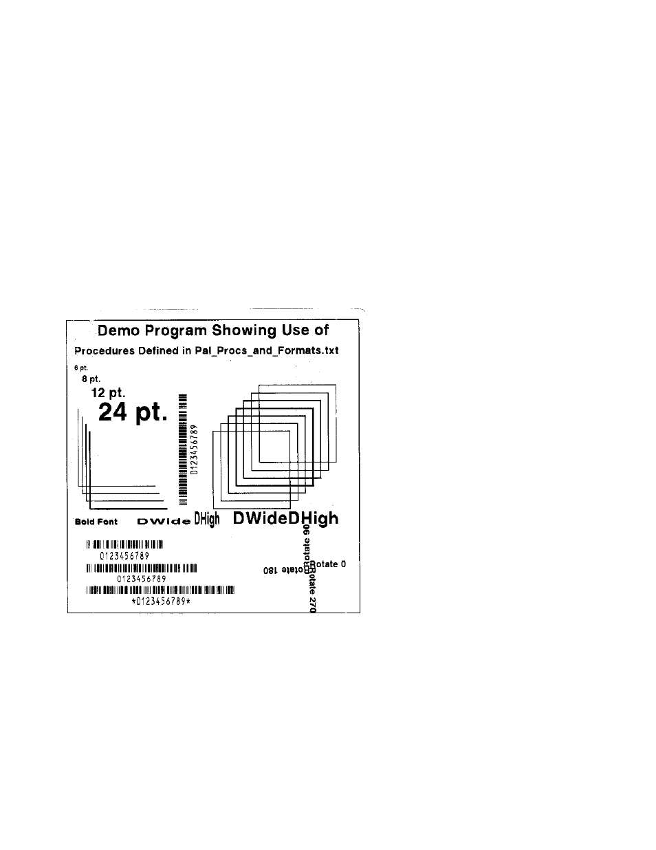 Demo label showing use of print utility procedures | AMT Datasouth 400 User Manual | Page 47 / 78