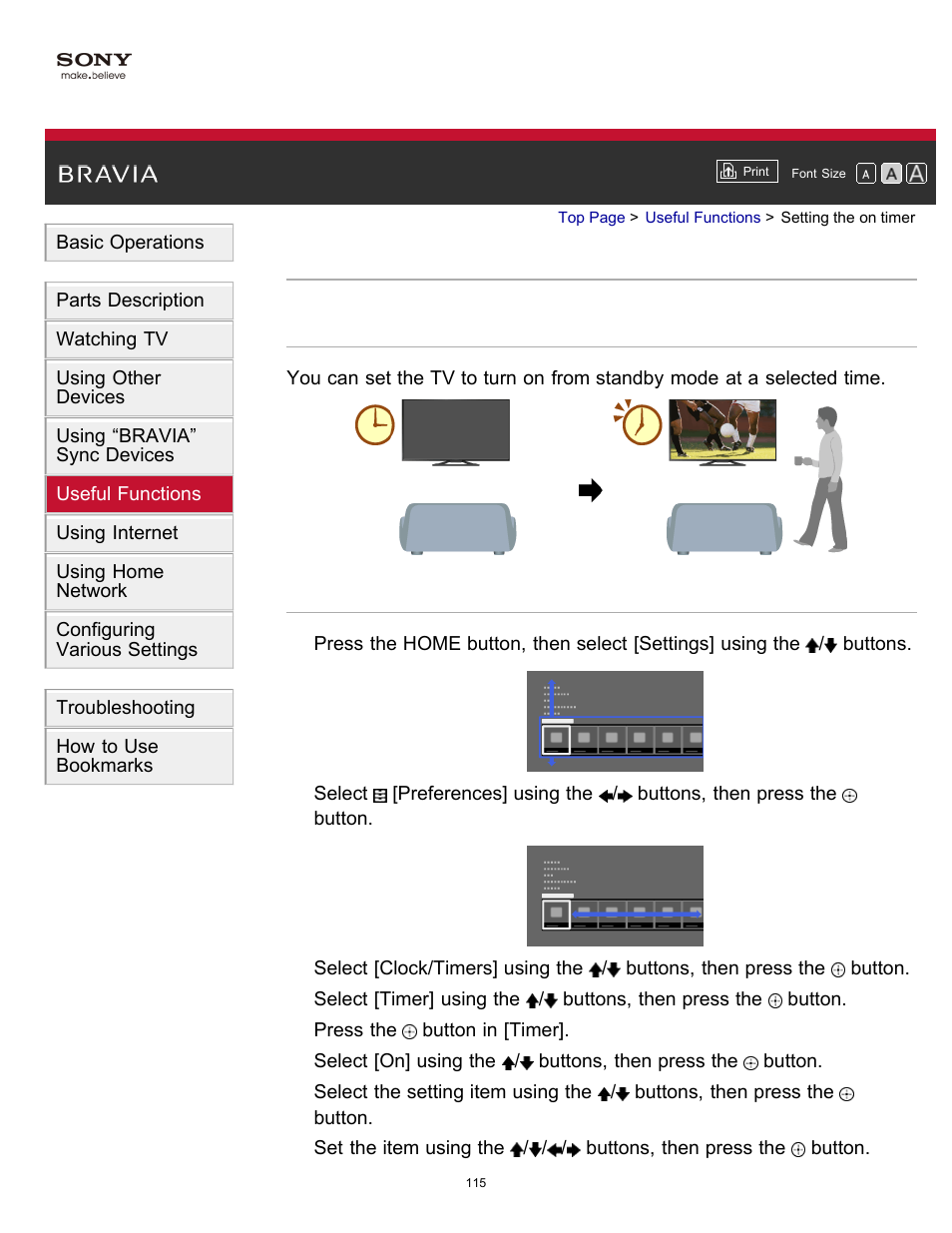 Setting the on timer | Sony KDL-55W900A User Manual | Page 114 / 245