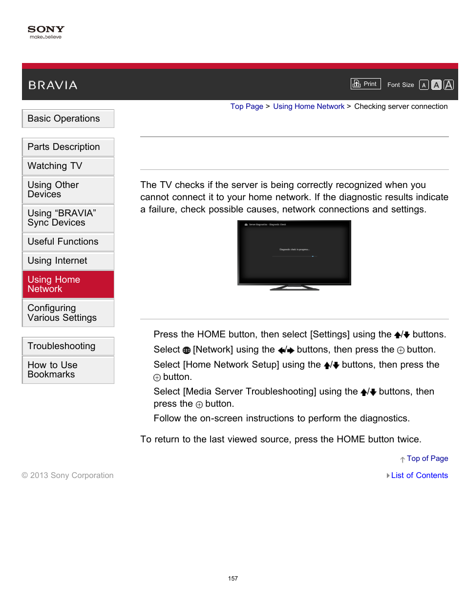 Checking server connection | Sony KDL-55W900A User Manual | Page 155 / 245