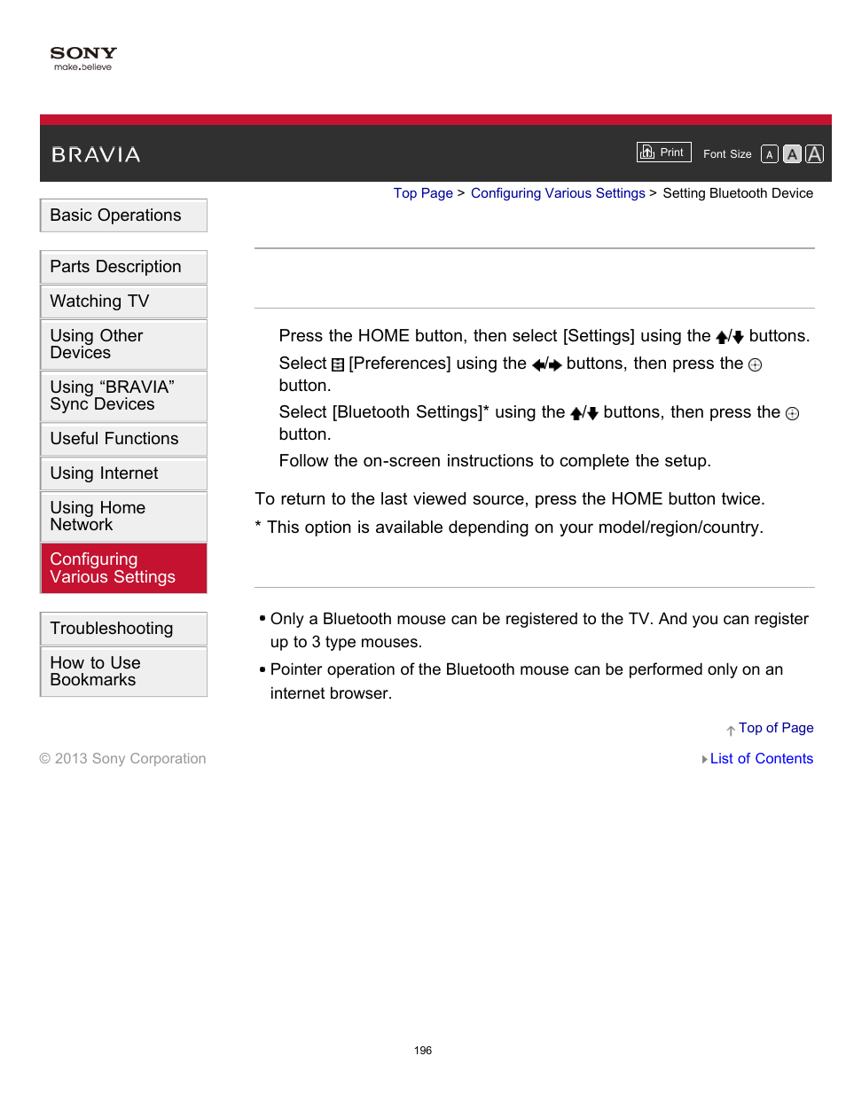 Setting bluetooth device | Sony KDL-55W900A User Manual | Page 193 / 245