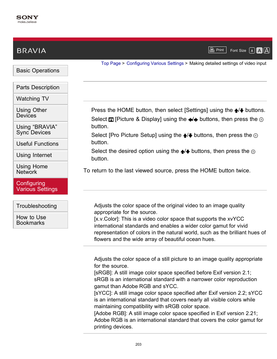 Making detailed settings of video input | Sony KDL-55W900A User Manual | Page 200 / 245