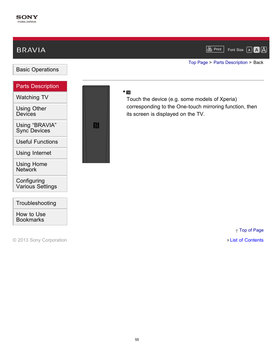 Back | Sony KDL-55W900A User Manual | Page 59 / 245