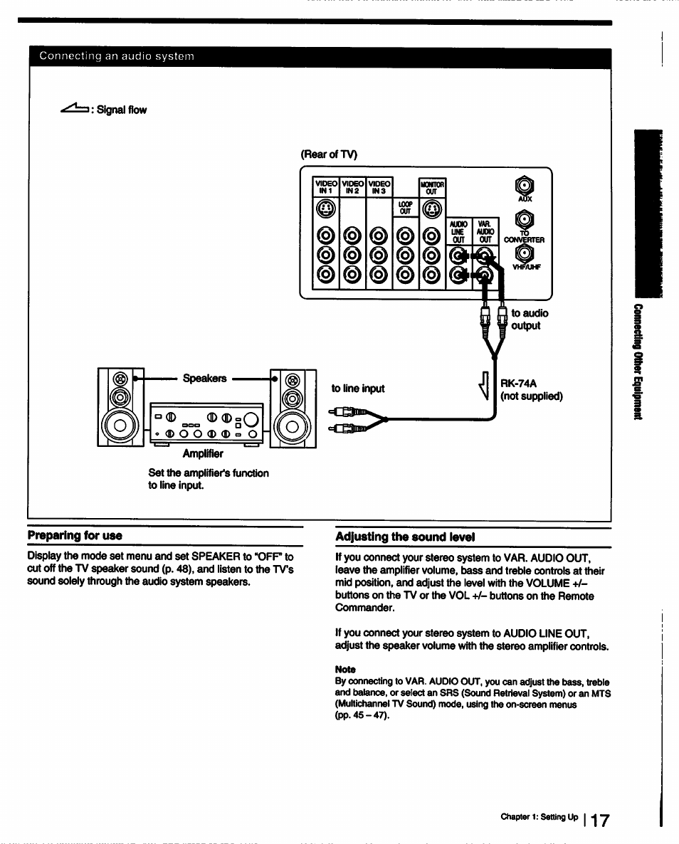 Adjusting the sound ievei, Adjusting the sound | Sony KV-27XBR25 User Manual | Page 17 / 72