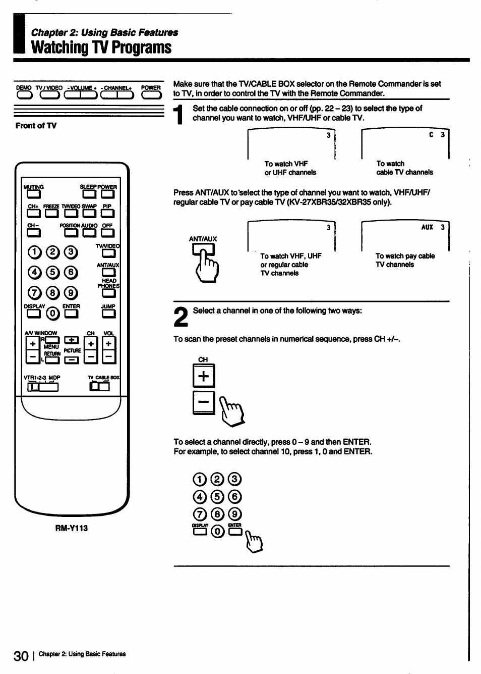 U c=l[=l, 11=11=1 l=m=), I=l (=li=]l=l | O0@ a, A ©a c3, Watching tv programs | Sony KV-27XBR25 User Manual | Page 30 / 72