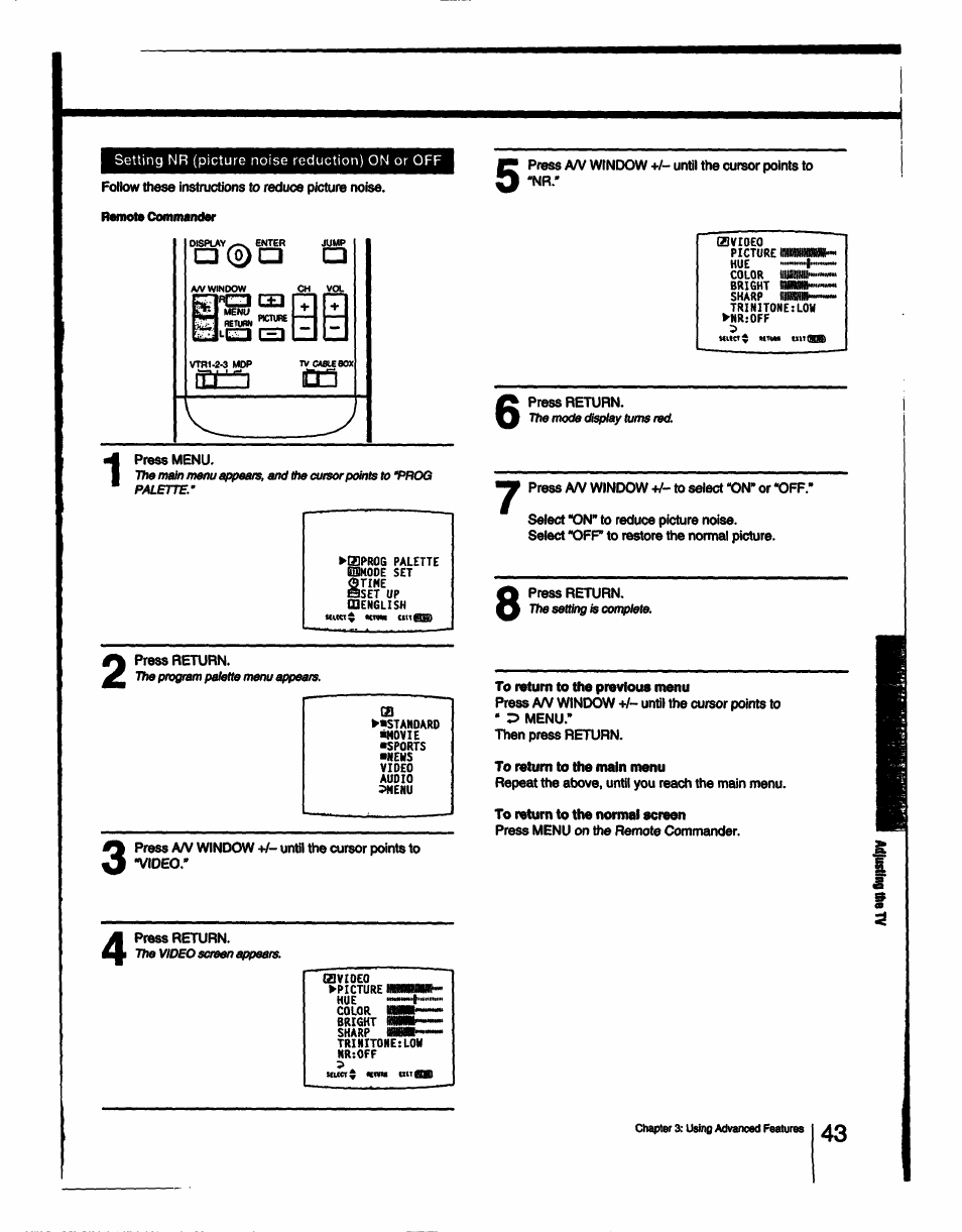 Sony KV-27XBR25 User Manual | Page 43 / 72