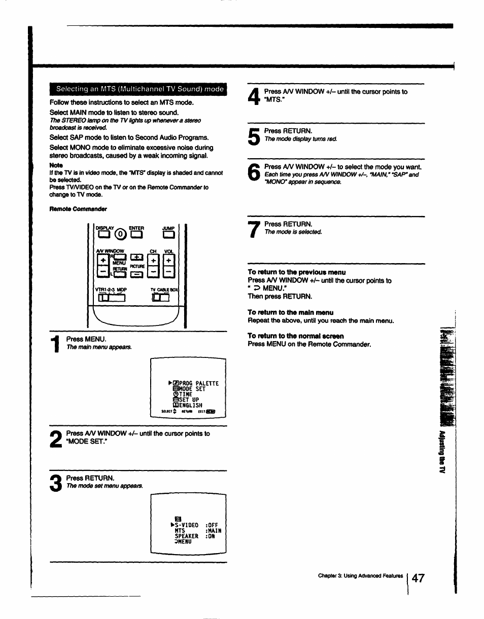 Sony KV-27XBR25 User Manual | Page 47 / 72