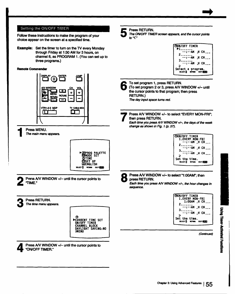 Remote commander | Sony KV-27XBR25 User Manual | Page 55 / 72