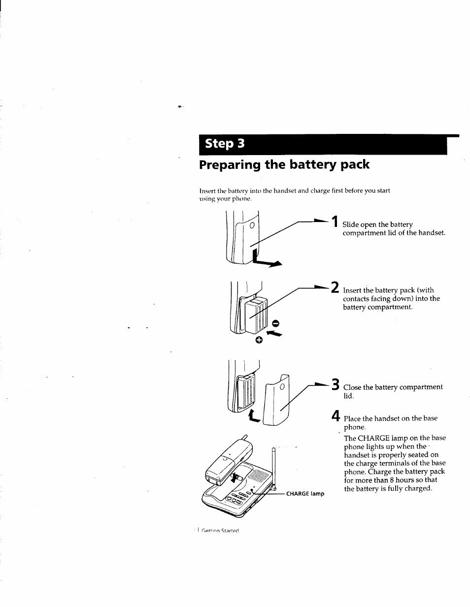 Preparing the battery pack, Step 3 | Sony SPP-M932 User Manual | Page 12 / 76