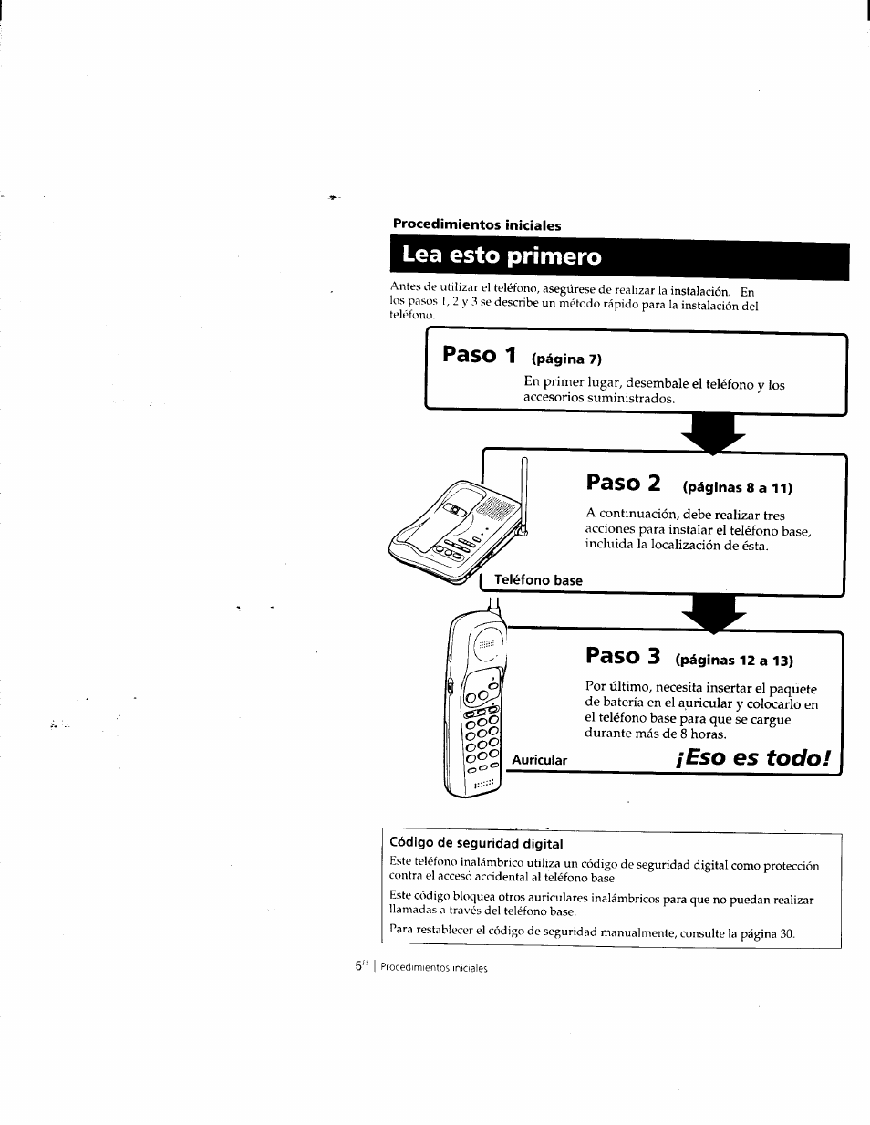 Lea esto primero, Código de seguridad digital, Eso es todo | Paso 1, Paso 2, Paso 3 | Sony SPP-M932 User Manual | Page 42 / 76