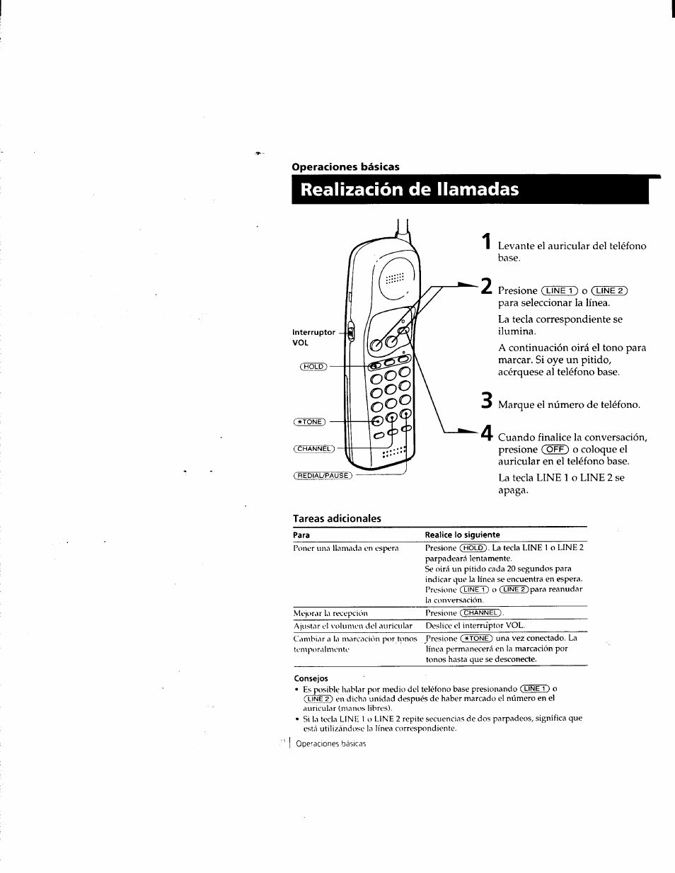 Realización de llamadas, Tareas adicionales | Sony SPP-M932 User Manual | Page 50 / 76