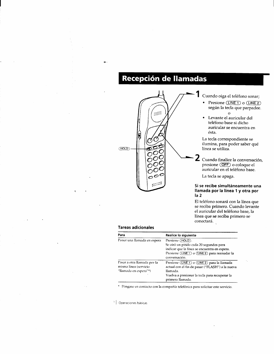 Recepción de llamadas, Tareas adicionales | Sony SPP-M932 User Manual | Page 52 / 76