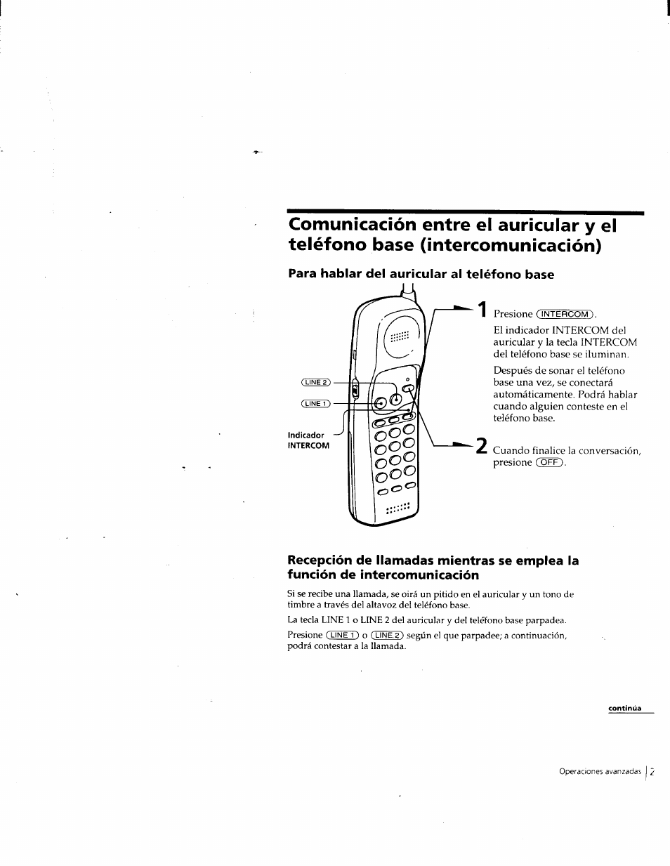 Para hablar del auricular al teléfono base | Sony SPP-M932 User Manual | Page 61 / 76