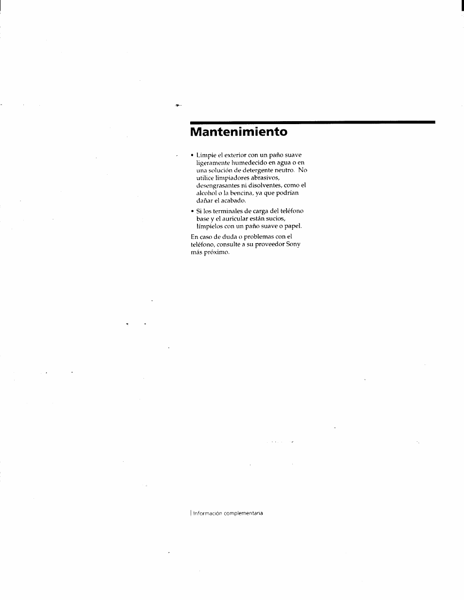 Mantenimiento | Sony SPP-M932 User Manual | Page 70 / 76