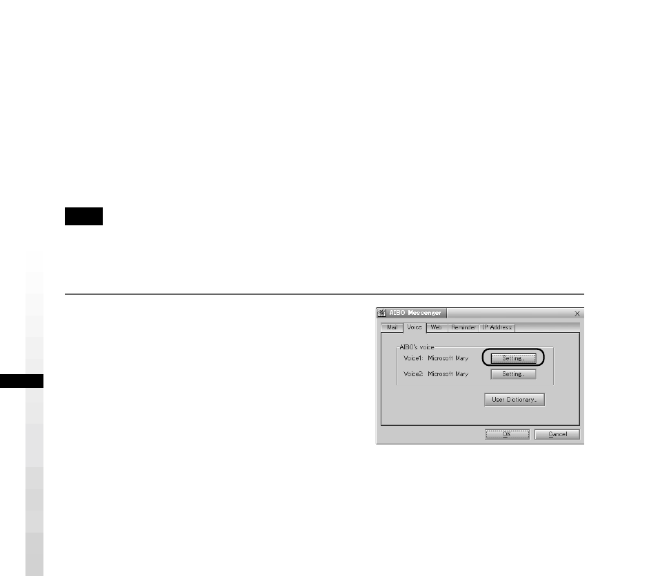 Selecting aibo’s voice | Sony ERS-210 User Manual | Page 24 / 128