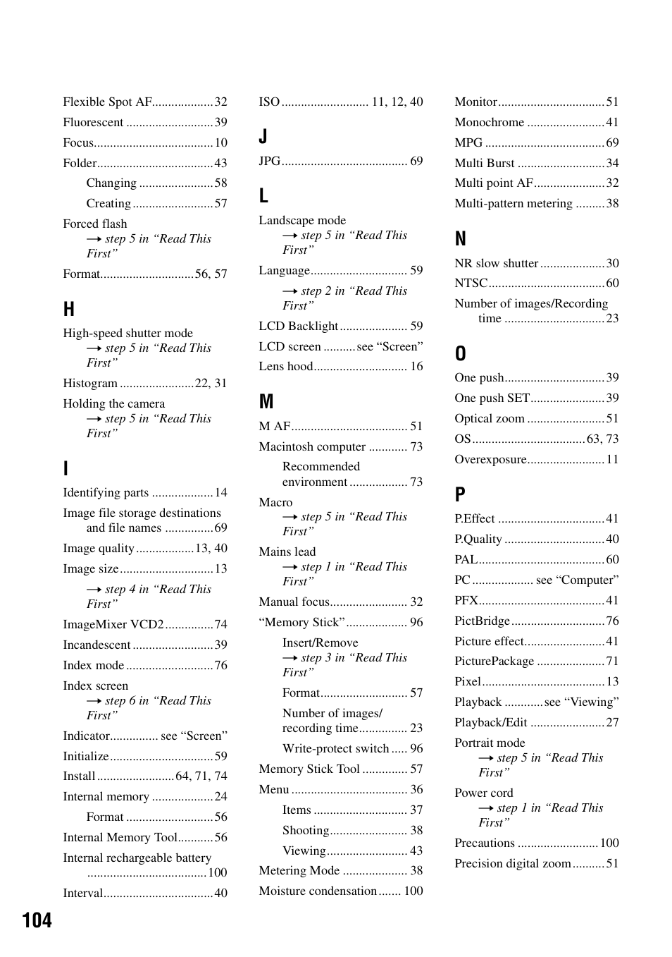 Sony DSC-H1 User Manual | Page 104 / 107