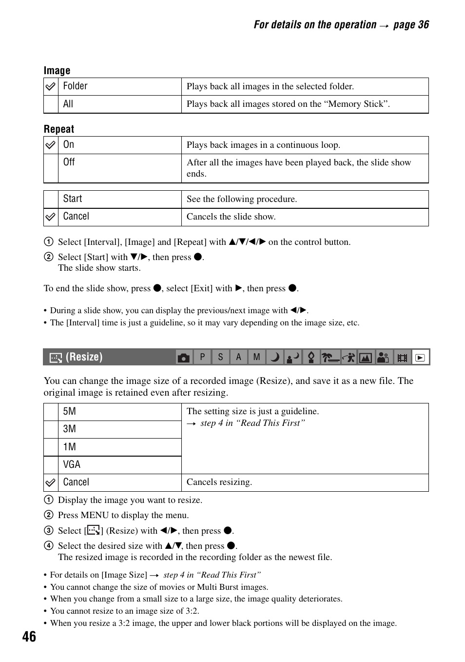 Resize) | Sony DSC-H1 User Manual | Page 46 / 107