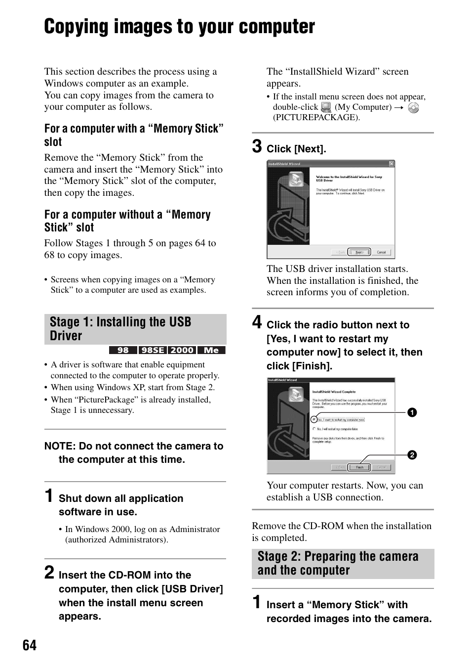 Copying images to your computer | Sony DSC-H1 User Manual | Page 64 / 107