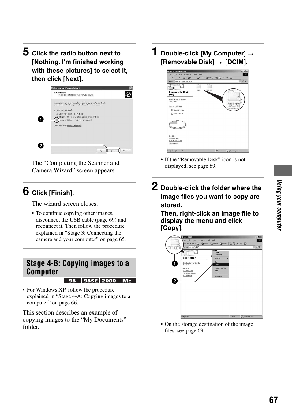 Stage 4-b: copying images to a computer | Sony DSC-H1 User Manual | Page 67 / 107