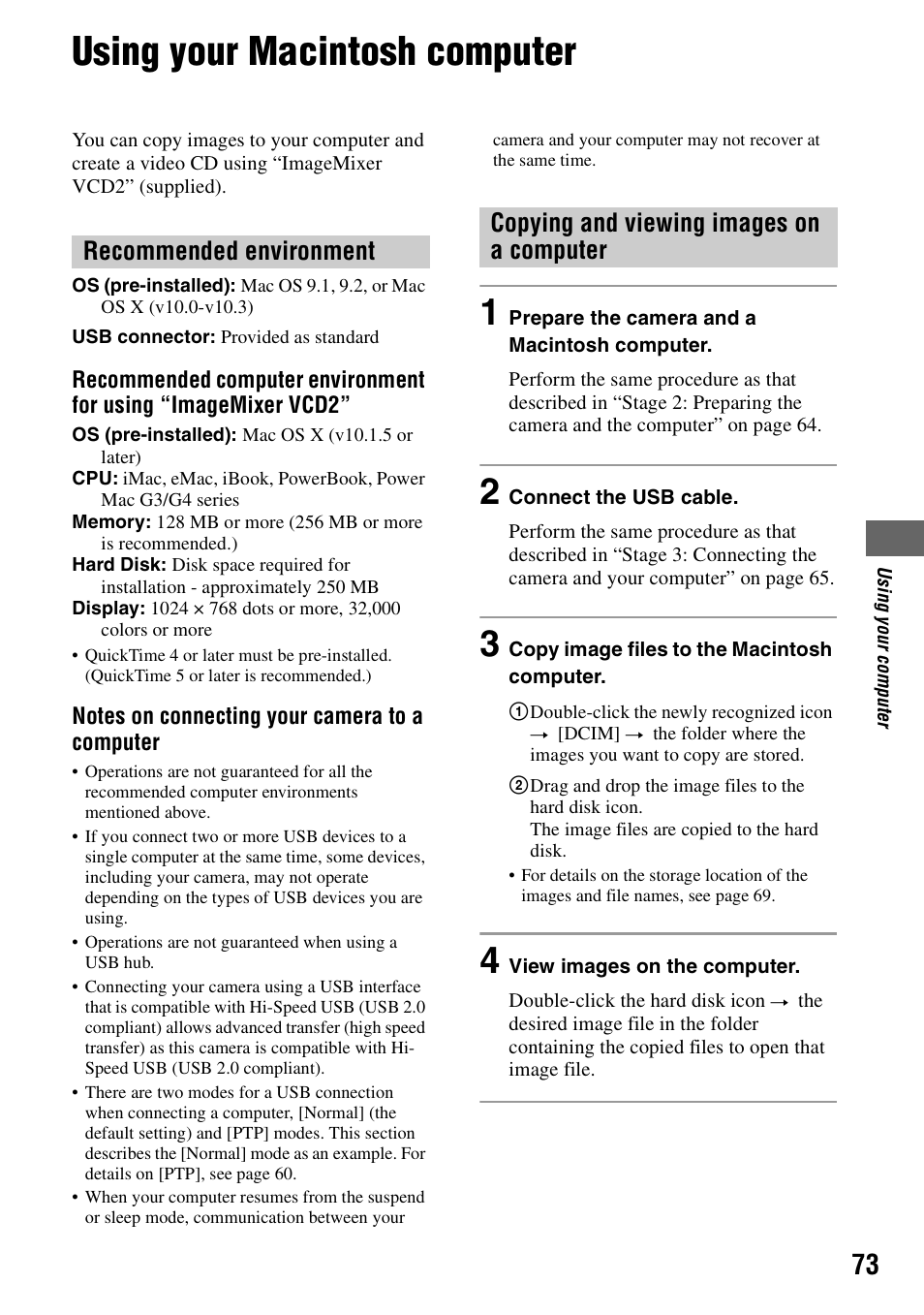 Using your macintosh computer | Sony DSC-H1 User Manual | Page 73 / 107