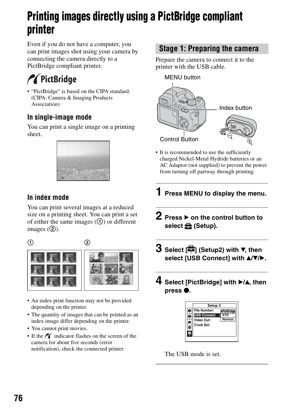 Stage 1: preparing the camera | Sony DSC-H1 User Manual | Page 76 / 107