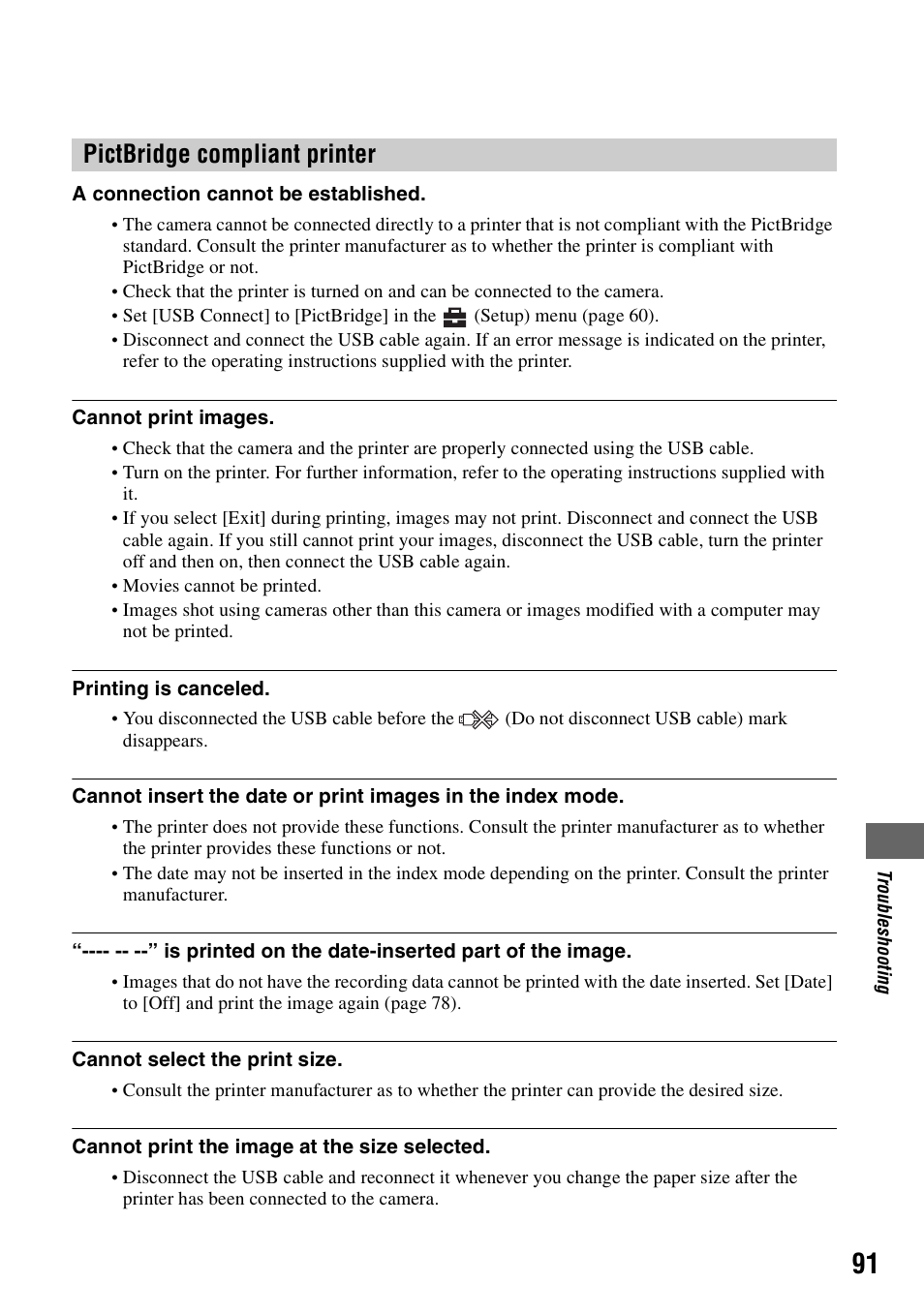 Pictbridge compliant printer | Sony DSC-H1 User Manual | Page 91 / 107