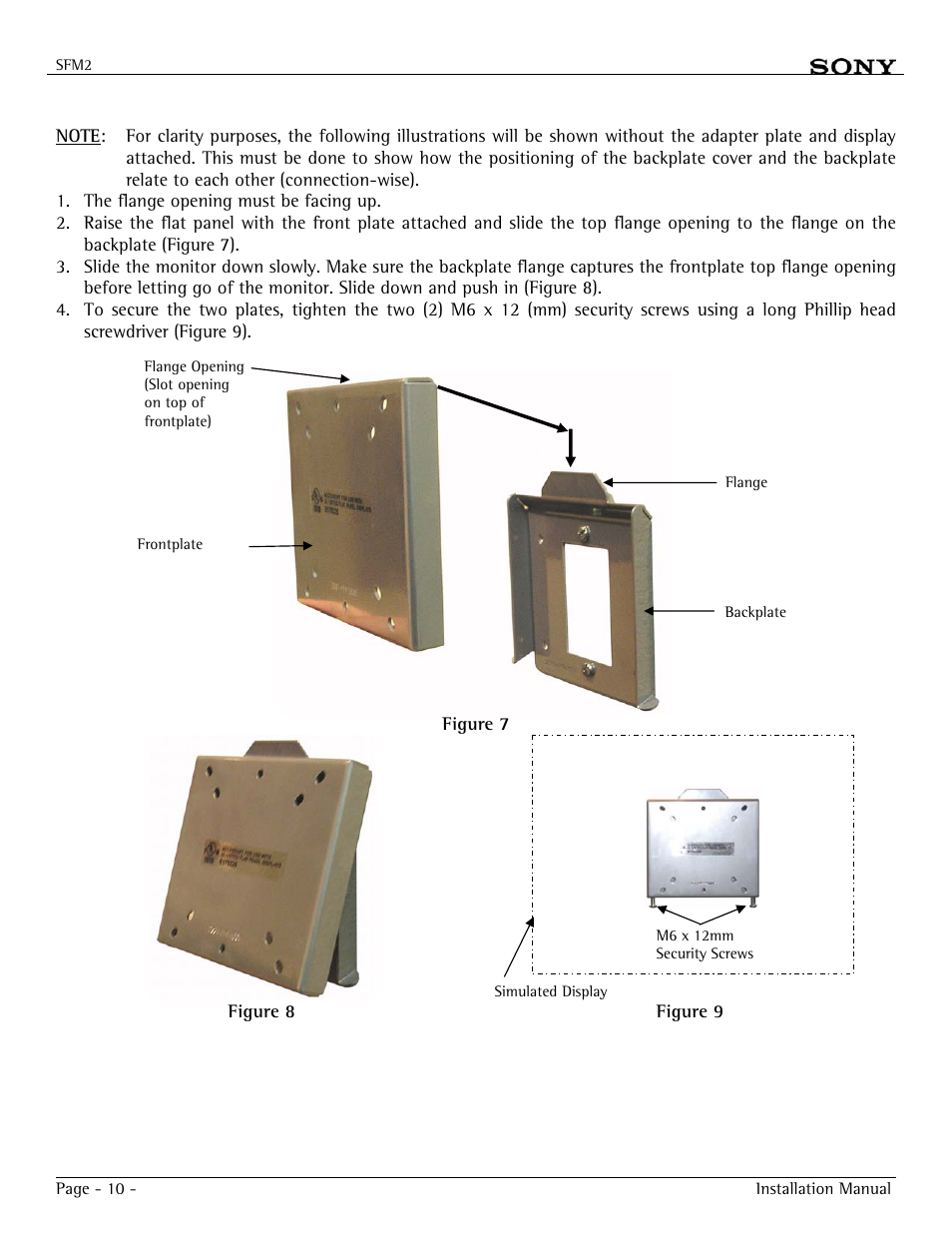 Attaching the display to the backplate | Sony FWD-32LX1R User Manual | Page 10 / 12