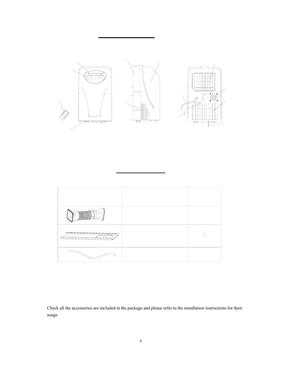 Quantity, Parts name, Parts | Name of parts, Accessories | Alen C475A User Manual | Page 4 / 18