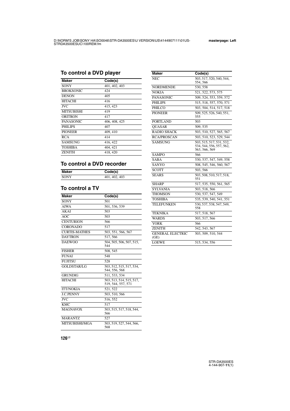 Sony STR-DA3500ES User Manual | Page 126 / 148