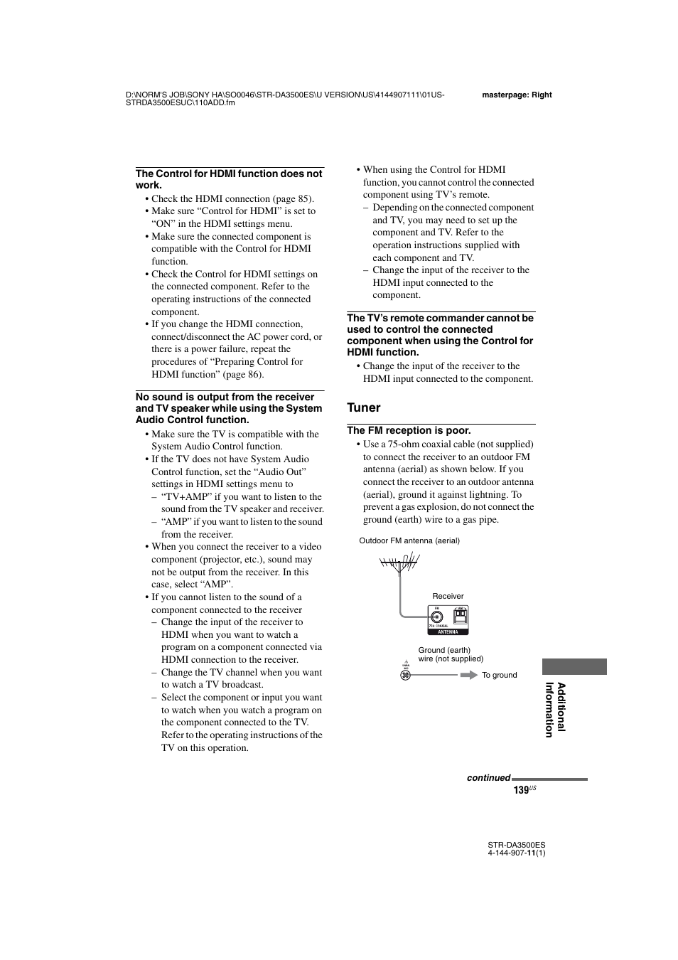 Tuner | Sony STR-DA3500ES User Manual | Page 139 / 148