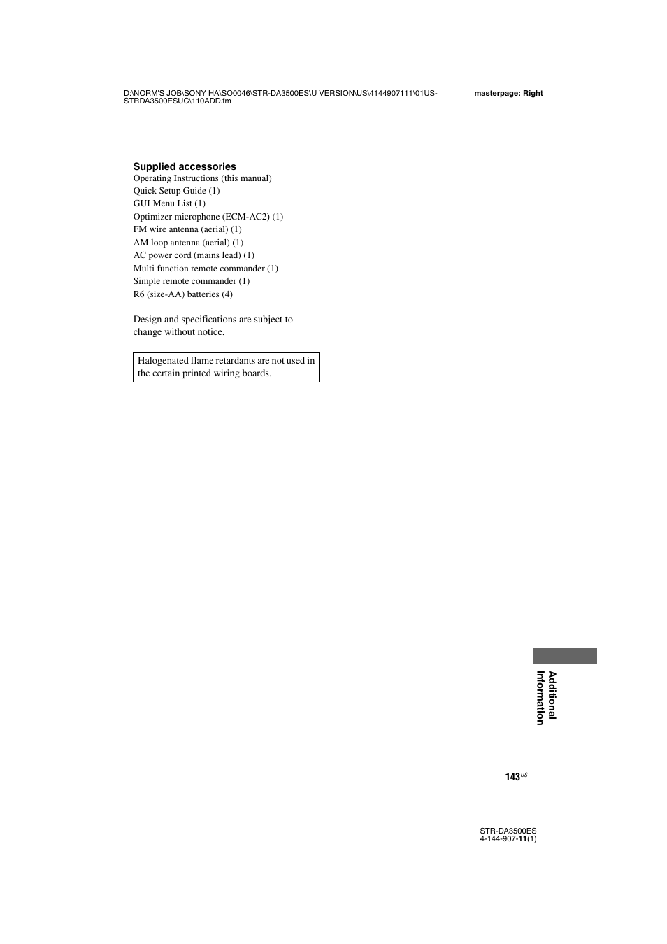 Sony STR-DA3500ES User Manual | Page 143 / 148