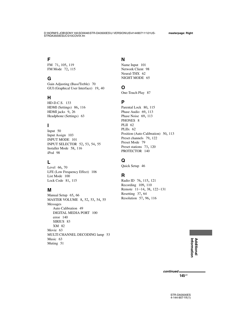 Sony STR-DA3500ES User Manual | Page 145 / 148