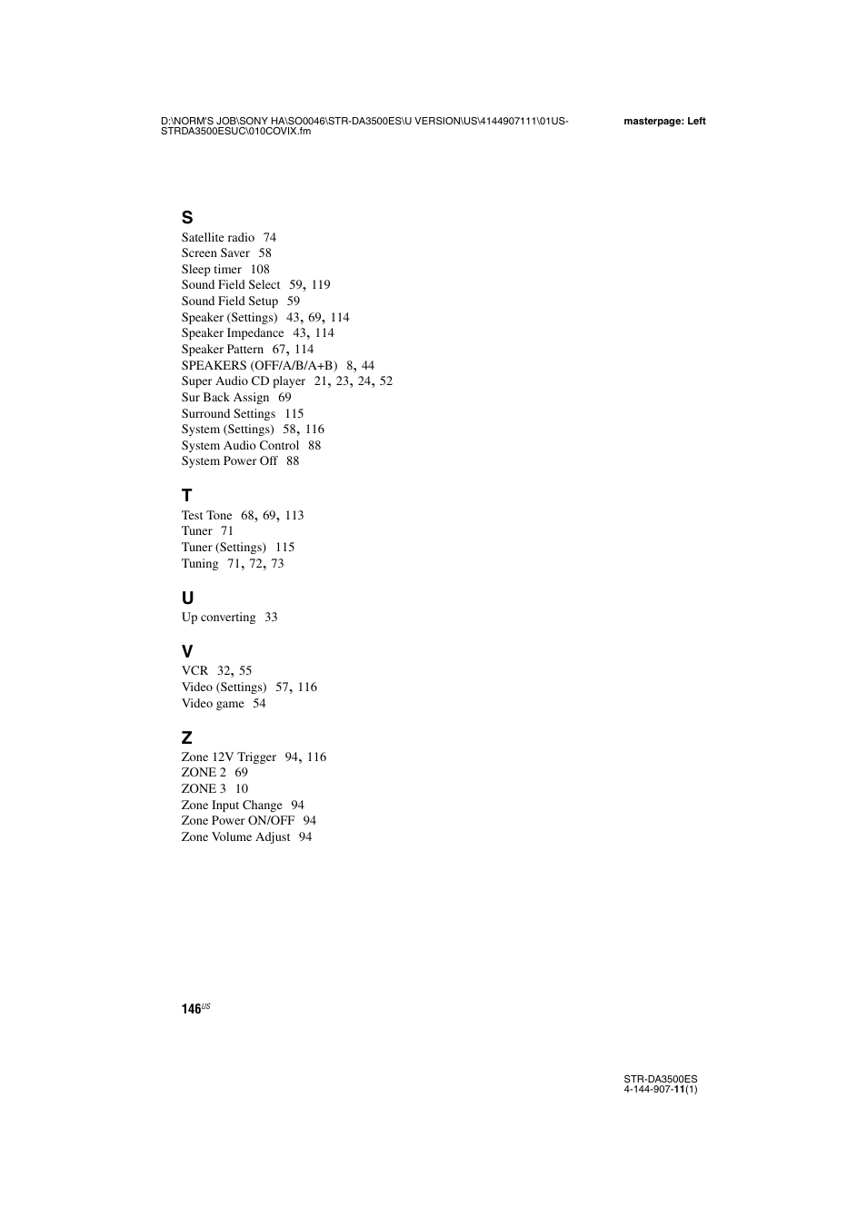 Sony STR-DA3500ES User Manual | Page 146 / 148