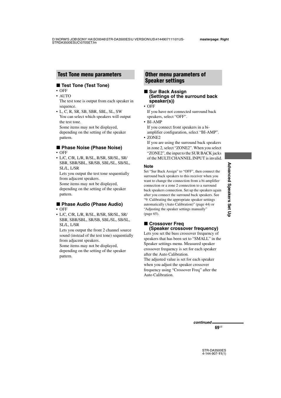 Sony STR-DA3500ES User Manual | Page 69 / 148