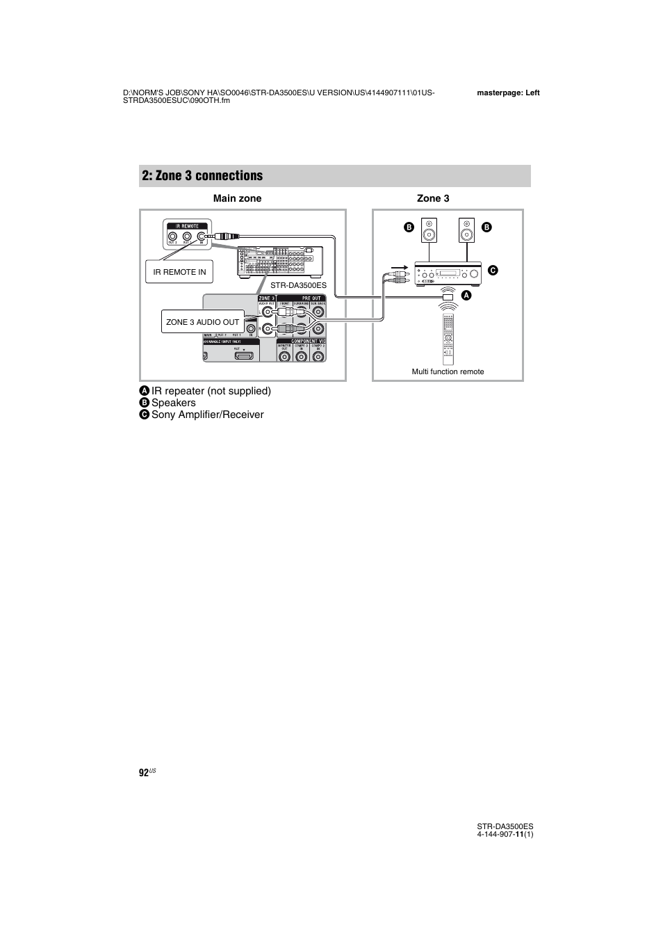 Zone 3 connections | Sony STR-DA3500ES User Manual | Page 92 / 148