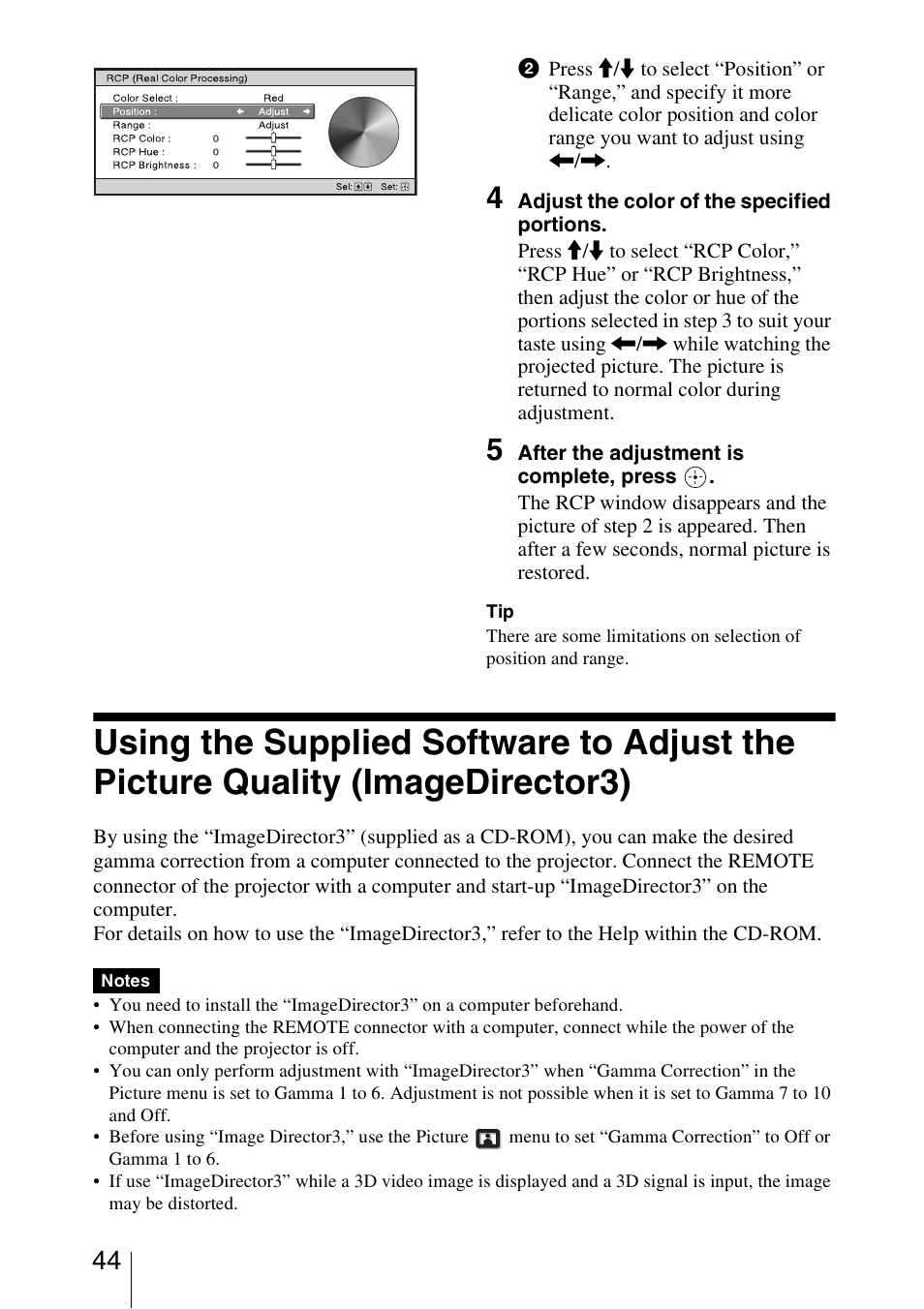 Sony VPL-VW95ES User Manual | Page 44 / 95