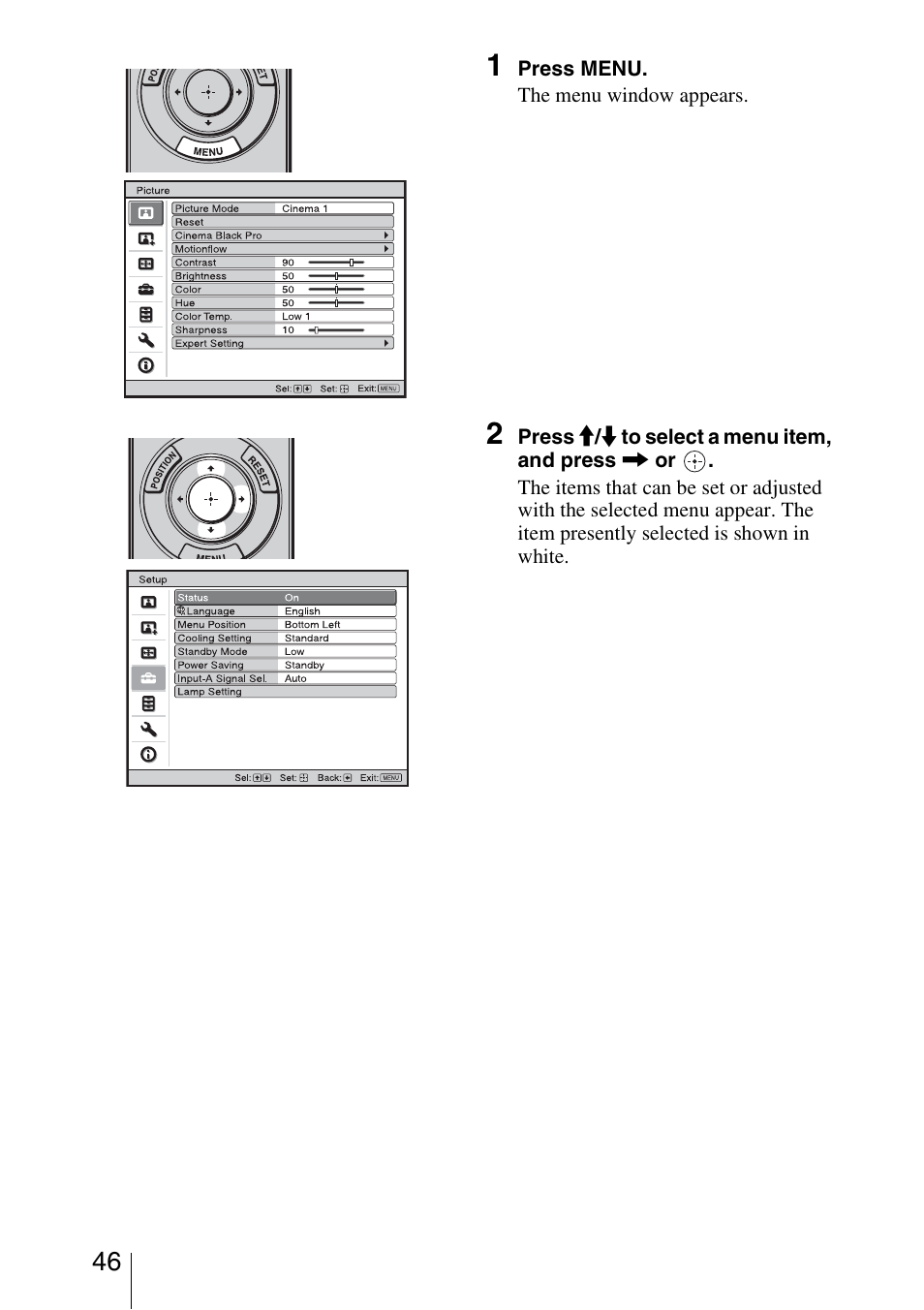 Sony VPL-VW95ES User Manual | Page 46 / 95