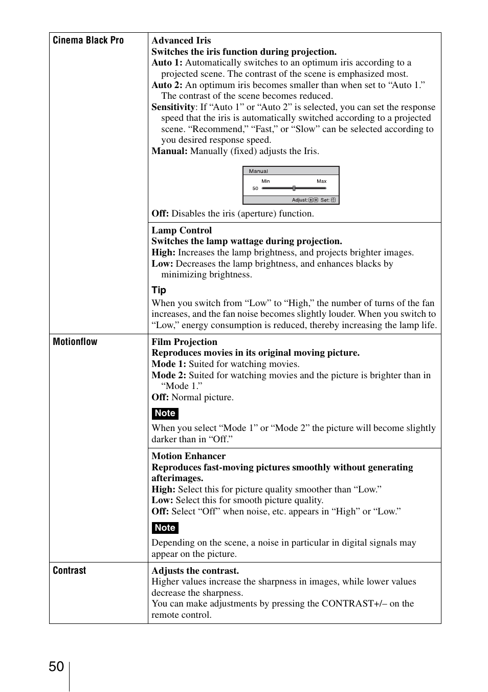 Sony VPL-VW95ES User Manual | Page 50 / 95