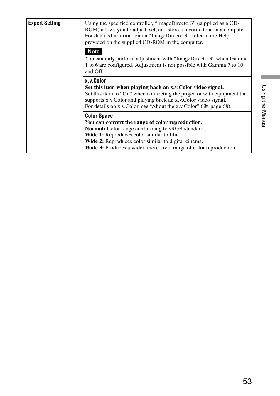 Sony VPL-VW95ES User Manual | Page 53 / 95