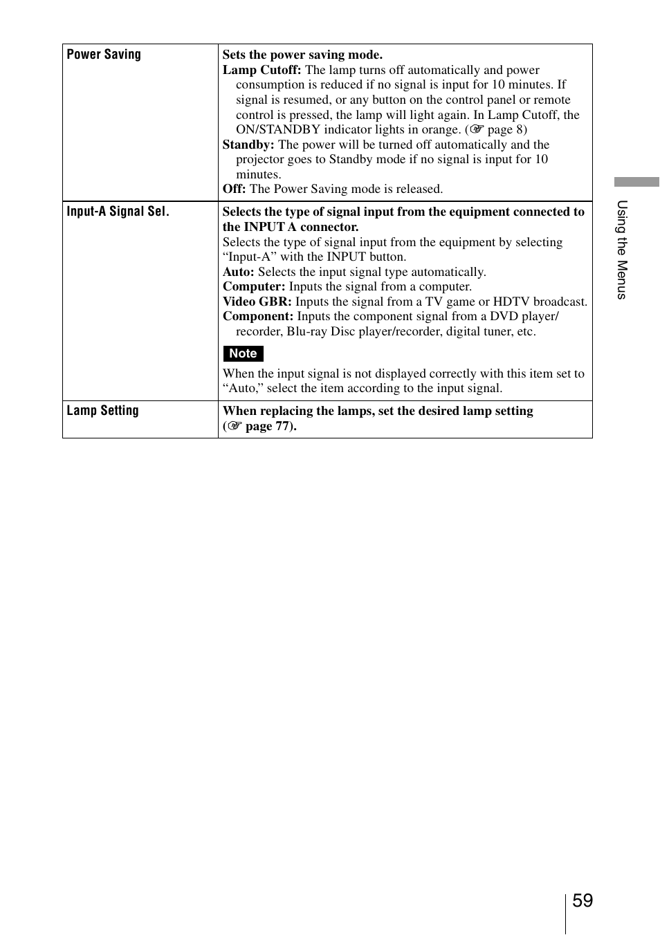 Sony VPL-VW95ES User Manual | Page 59 / 95