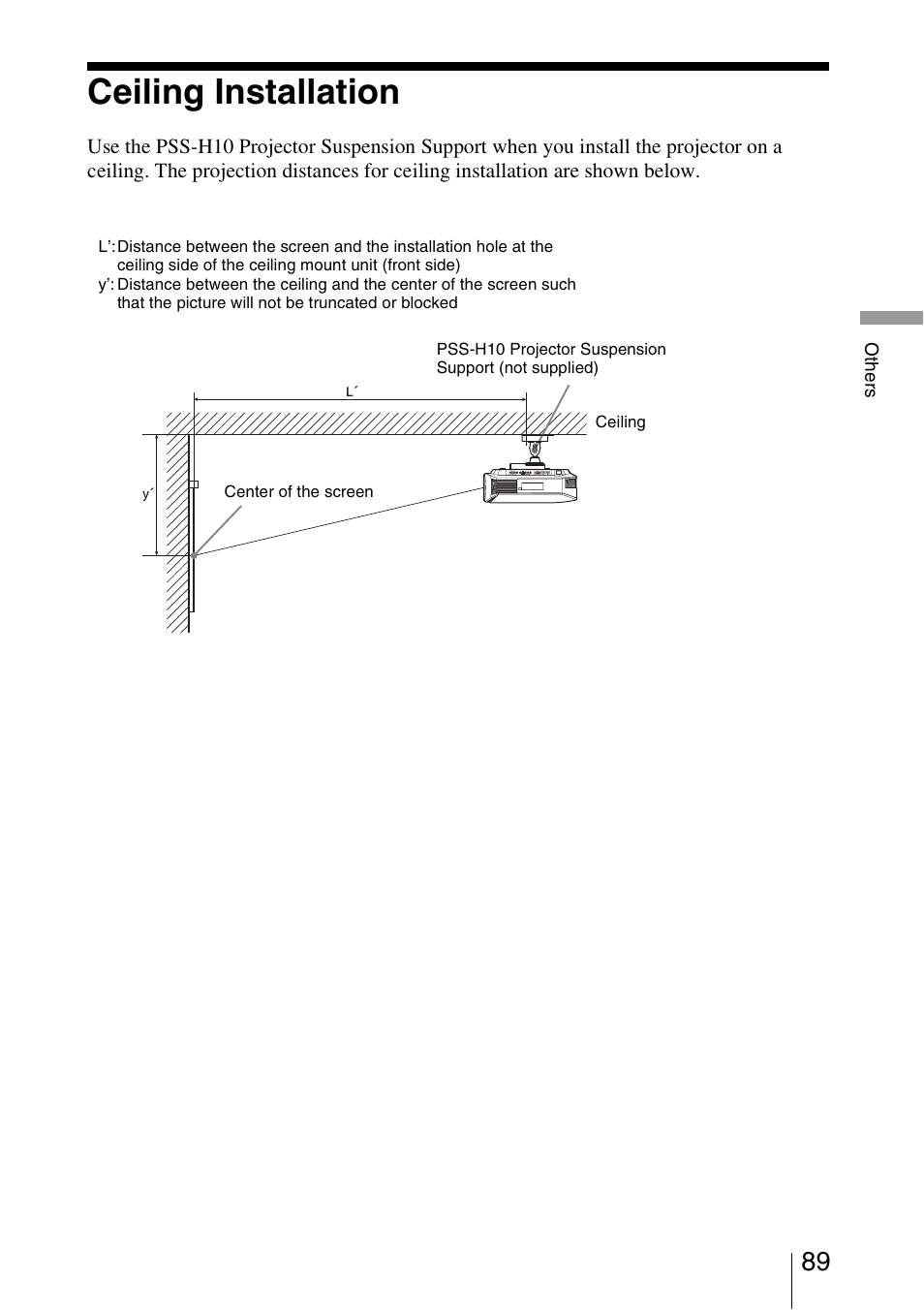 Ceiling installation | Sony VPL-VW95ES User Manual | Page 89 / 95