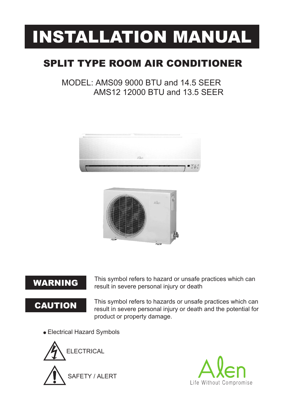 Alen AMS12 12000 BTU AND 13.5 SEER User Manual | 16 pages