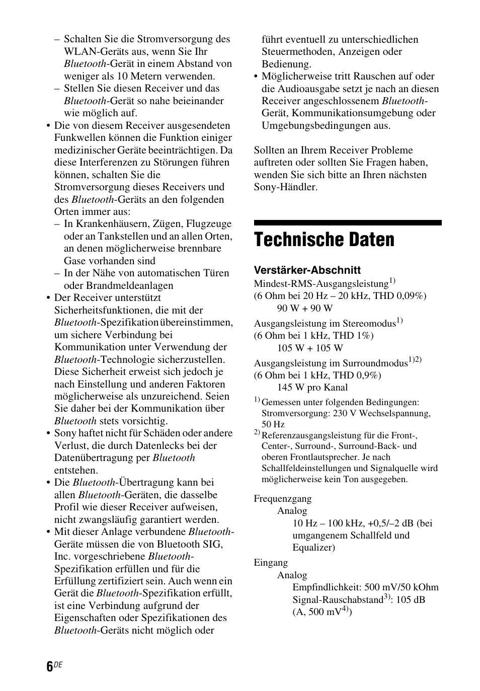 Technische daten | Sony STR-DH750 User Manual | Page 34 / 68