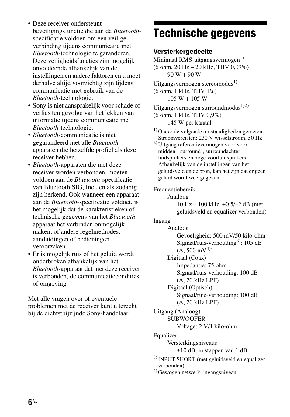 Technische gegevens | Sony STR-DH750 User Manual | Page 44 / 68