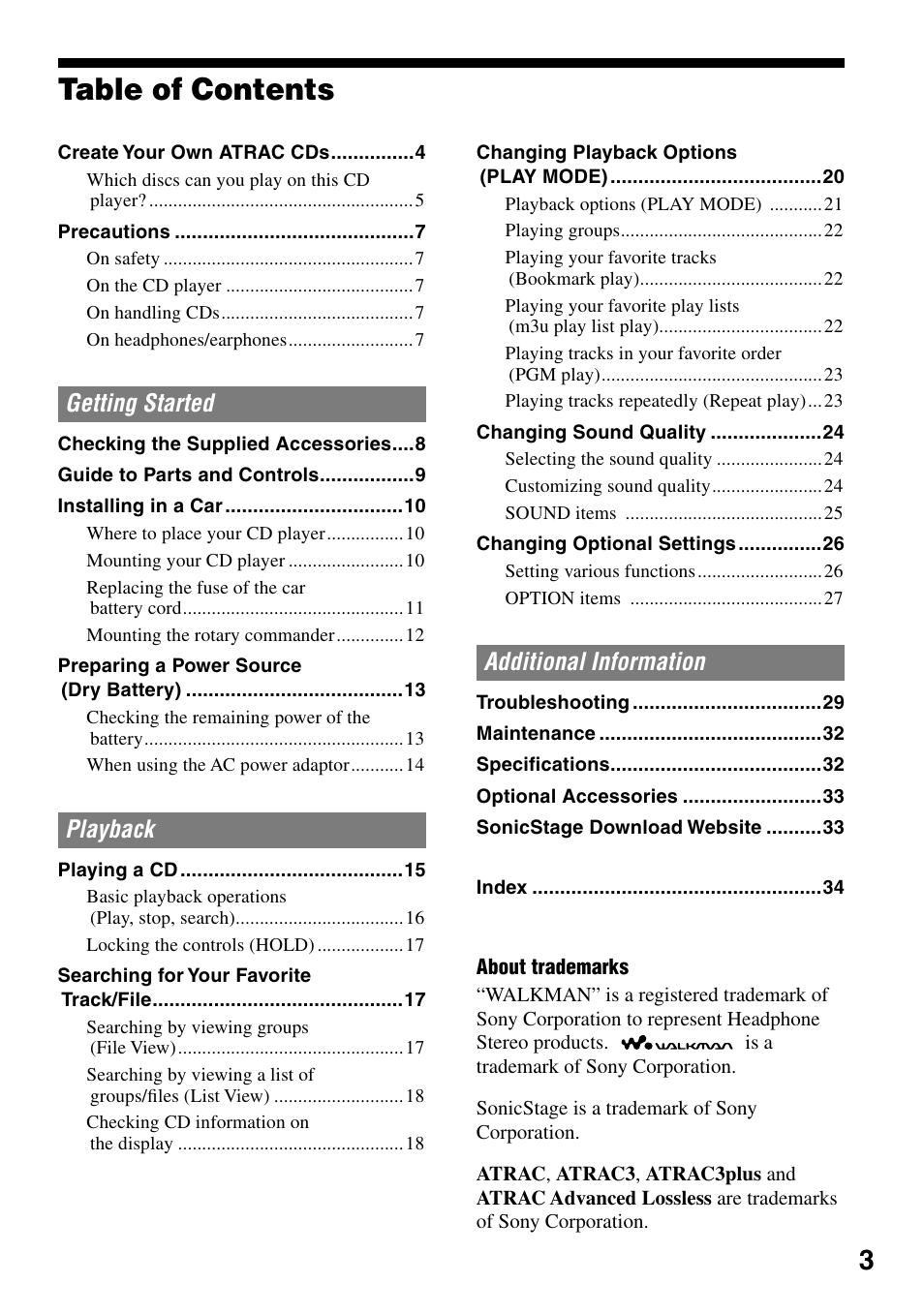 Sony D-NE336CK User Manual | Page 3 / 36