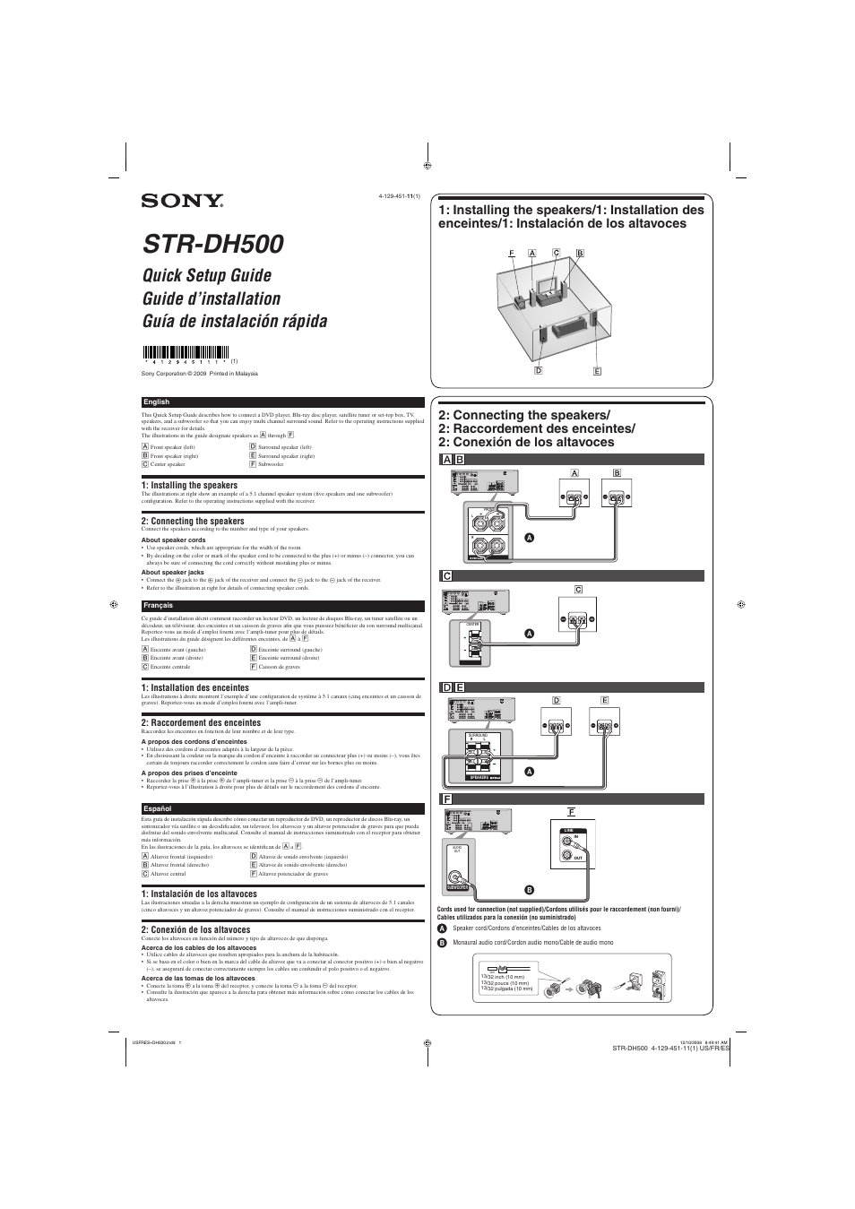 Sony STR-DH500 User Manual | 2 pages
