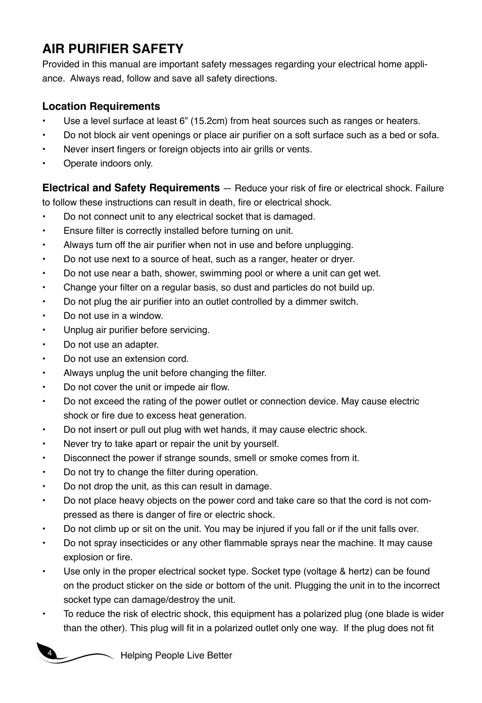 Air purifier safety | Alen T300 User Manual | Page 3 / 12