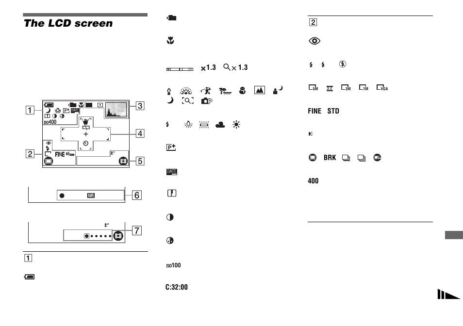 The lcd screen | Sony DSC-M1 User Manual | Page 123 / 132