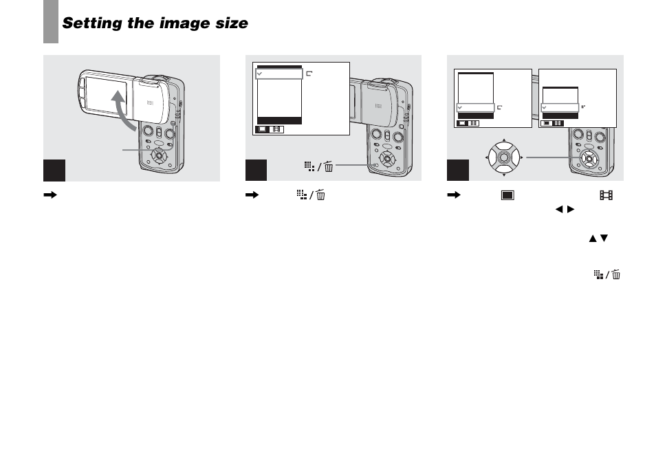 Setting the image size | Sony DSC-M1 User Manual | Page 24 / 132