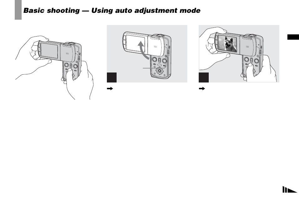 Basic shooting — using auto adjustment mode, Basic shooting — using auto adjustment, Mode | Sony DSC-M1 User Manual | Page 29 / 132