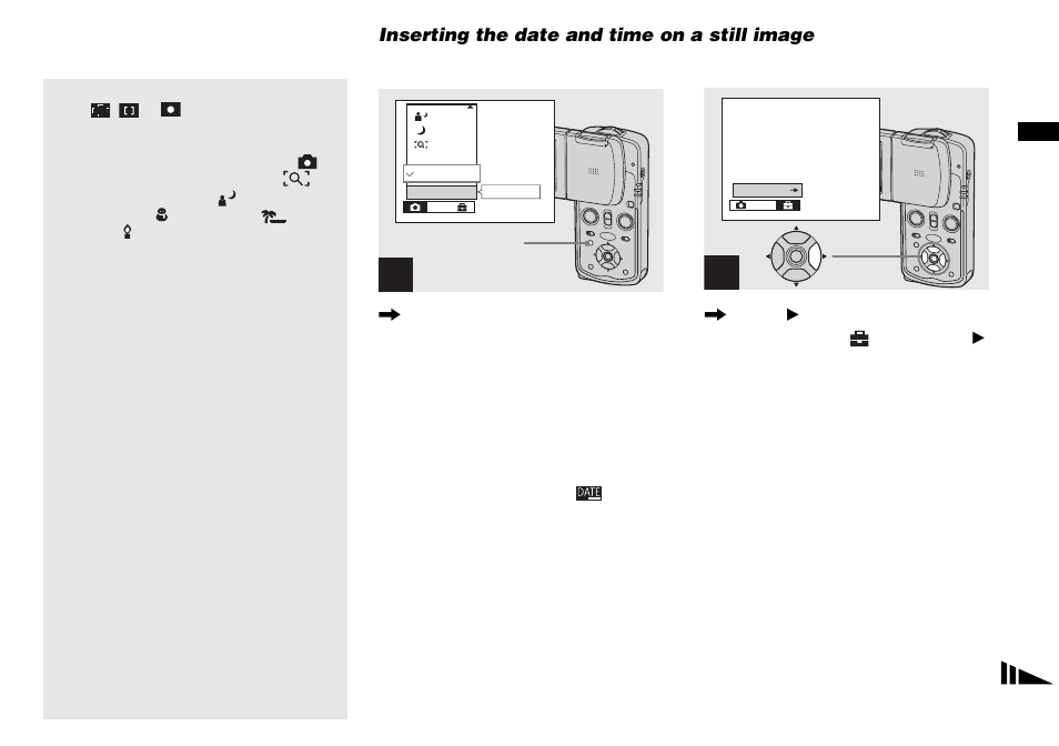 Inserting the date and time on a still image, Inserting the date and time on a still, Image | Sony DSC-M1 User Manual | Page 41 / 132